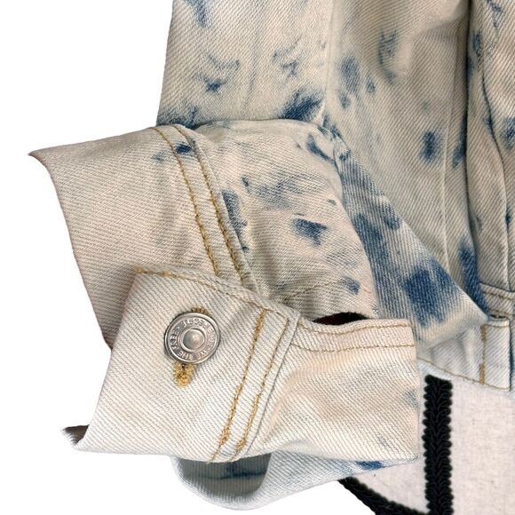 Free People Small Rumors Jean Jacket Button-Up Jones Tie-Dye Long Sleeve Pockets - Picture 3 of 12